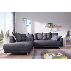 Bestmobilier Lena - canapé d'angle gauche convertible- 5 places - gris foncé - style scandinave