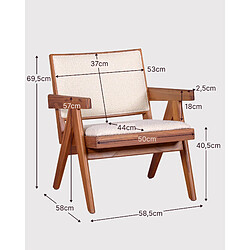 Nest Dream Fauteuil classique avec accoudoirs en bois de teck et tissu bouclé - Compass pas cher