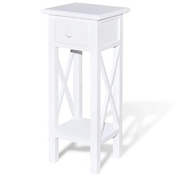 vidaXL Table d'appoint avec tiroir Blanc