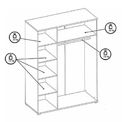 Avis Mes Armoire 3 portes 150 cm décor béton et blanc mat - ASHY