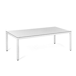 Beliani Table de jardin 220 x 100 cm Verre Blanc ITALY