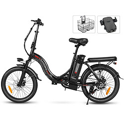 Vélo électrique SAMEBIKE CY20 FT - moteur 350W batterie 36V13AH autonomie 35KM autonomie freins à disque mécaniques - Noir