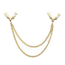 Mode Xmas Deer Head Elk Tips Double Chaînes Tassel Collier Broche Broche Or