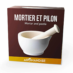 Aromandise Mortier + pilon en grès blanc - Ø 10 cm