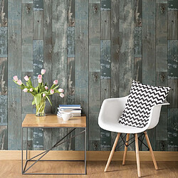 DUTCH WALLCOVERINGS Papier peint Bois de rebut Gris-bleu