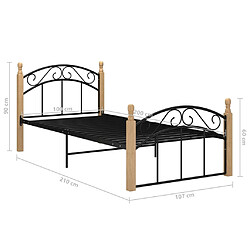 vidaXL Cadre de lit sans matelas noir métal bois chêne 100x200 cm pas cher