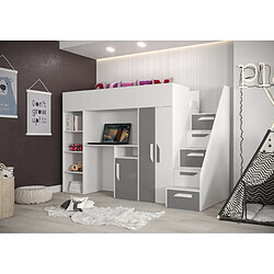 Abiks Meble PARTY 14 Lit superposé 247/165/120 (blanc/gris)