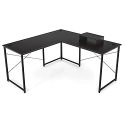 Helloshop26 Bureau d'angle 150 x 150 x 74 cm ajustable à bureau droit grand table pour 2 personnes noir 20_0005642