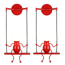 Stoex Applique Murale Simple Poupée De Mode Balançoire Enfants Lampe Mur Moderne Gens Fer Salon Chambre Créative Lumière ( 2pcs Rouge) 