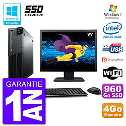 PC Lenovo M82 SFF Ecran 19" G640 RAM 4Go SSD 960Go Graveur DVD Wifi W7 · Occasion 