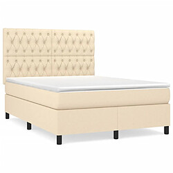 Maison Chic Lit Adulte - Lit simple Lit à sommier tapissier avec matelas moelleux - Meuble de Chambre - Crème 140x190 cm Tissu -MN14681