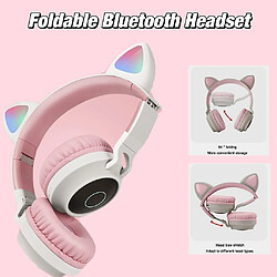 Acheter Universal Écouteurs Bluetooth sans fil pour chat, écouteurs lumineux, écouteurs pour enfants, fente pour carte SD, radio FM, pliable, ordinateurs portables et téléphones portables, rose