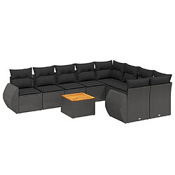 Maison Chic Salon de jardin 10 pcs avec coussins, Ensemble Tables et chaises d'extérieur noir résine tressée -GKD507616