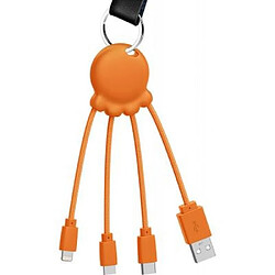 XOOPAR Câble 3 en 1 Octopus USB A/micro USB & USB C & Lightning 0,1m Orange