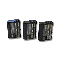 vhbw 3x batterie pour caméscope compatible avec Nikon D500, D600, D610, D7000, D7100, D7200, D750 appareil photo DSLR (2000mAh, 7V, Li-Ion) avec puce