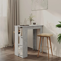 vidaXL Table de bar avec étagère Gris béton Bois d'ingénierie