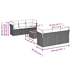 Acheter vidaXL Salon de jardin avec coussins 7 pcs gris résine tressée