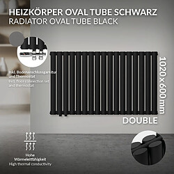 Avis LuxeBath Radiateur noir mat double couche raccord à gauche au sol traversante 102 x 60 cm