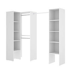 Pegane Kit armoire dressing d'angle en bois mélaminé coloris blanc - Longueur 226 x Profondeur 79 x Hauteur 185 cm