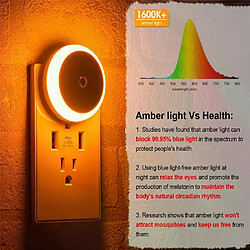 Veilleuse LED Smart Night Sensor Round Plug in Wall Night Lamp Bathroom Home Kitchen Hallway Staireway Bedroom Nightlight