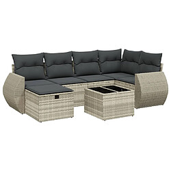 vidaXL Salon de jardin avec coussins 7 pcs gris clair résine tressée