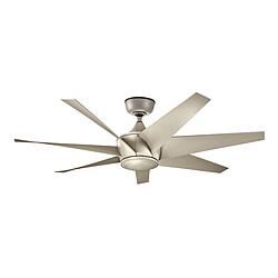 Elstead Lighting Ventilateur de plafond 137 cm, 7 pales, argent satiné antique, télécommande 