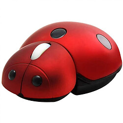 Universal Souris sans fil 2.4G Petit chien mignon en forme de coccinelle 3000dpi Portable Mobile Optical Mouse (rouge)