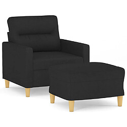 vidaXL Fauteuil avec repose-pied Noir 60 cm Tissu