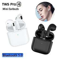 GUPBOO Écouteurs Bluetooth Pro 4 TWS Mini écouteurs intra-auriculaires sans fil portables Écouteurs de sport Casque mains libres pour téléphone intelligent 