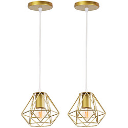 Stoex 2PCS Plafonnier Rétro Suspension Luminaire D'Intérieur Vintage Or Suspension Lustre Fer Métallique , Pour Bureau, Salle À Manger