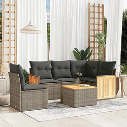 Maison Chic Ensemble Tables et chaises d'extérieur 6pcs avec coussins,Salon de jardin gris résine tressée -GKD359067