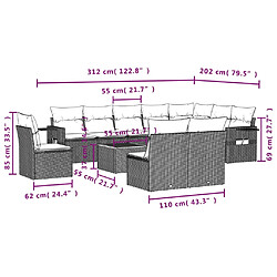 Avis vidaXL Salon de jardin 11 pcs avec coussins noir résine tressée