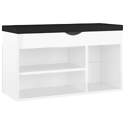 Maison Chic Banc à chaussures | Meuble de rangement à chaussures Meuble d'Entrée coussin Blanc brillant 80x30x47 cm Aggloméré -MN81125