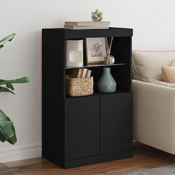 Maison Chic Commode Buffet - Meuble de rangement avec lumières LED noir 60,5x37x100 cm -GKD50307