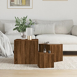 vidaXL Tables d'appoint 3 pcs Chêne marron Bois d'ingénierie