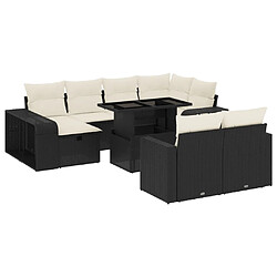 vidaXL Salon de jardin 11 pcs avec coussins noir résine tressée