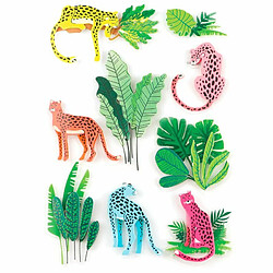 Graines Creatives 9 stickers 3D panthères et jungle 5 cm 