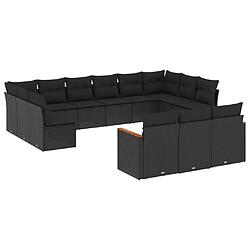 Maison Chic Salon de jardin avec coussins 13 pcs | Ensemble de Table et chaises | Mobilier d'Extérieur noir résine tressée -GKD49755