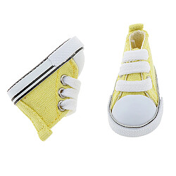 Top Haute Paire De Lacets De Chaussures De Toile Pour 1/6 Poupées Bjd Jaune Accessoire