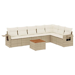 vidaXL Salon de jardin avec coussins 8 pcs beige résine tressée