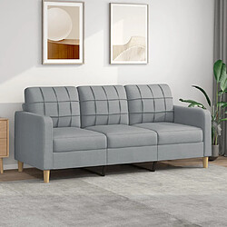 vidaXL Canapé à 3 places Gris clair 180 cm Tissu 