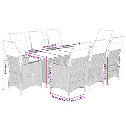 vidaXL Ensemble à manger de jardin et coussins 9 pcs beige Poly rotin pas cher