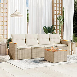 vidaXL Salon de jardin avec coussins 5 pcs beige résine tressée