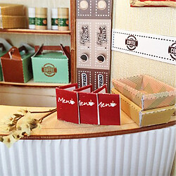 Acheter 1/24 miniature maison de poupée bricolage kit avec meubles, café clair cadeau enfants