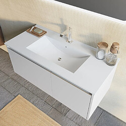 Kiamami Valentina MEUBLE DE SALLE DE BAIN GRIS CLAIR MAT 100CM, LAVABO, MIROIR À LED | MONACO