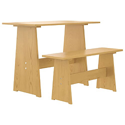 vidaXL Table à manger avec banc REINE marron miel bois de pin solide