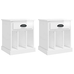 vidaXL Tables de chevet 2 pcs blanc brillant 43x36x50 cm