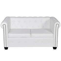 vidaXL Canapé Chesterfield à 2 places cuir synthétique blanc