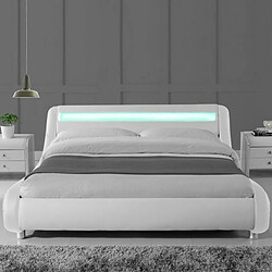 Avis Meubler Design Lit Led Design Julio Blanc 160cm Avec Matelas Romance