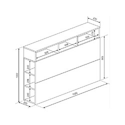 Vente-Unique Tête de lit avec rangements NASTIA - 160 cm - Chêne et anthracite pas cher